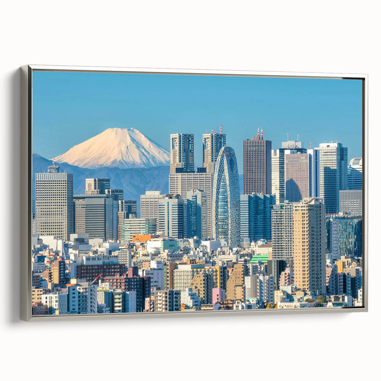 Landscape art painting featuring a vintage poster style with a colorful palette on a black background.