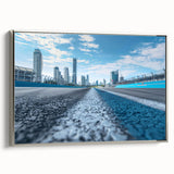 Landscape art painting depicting a vintage-style colorful mountain scene on a black background, ideal for living room decor.