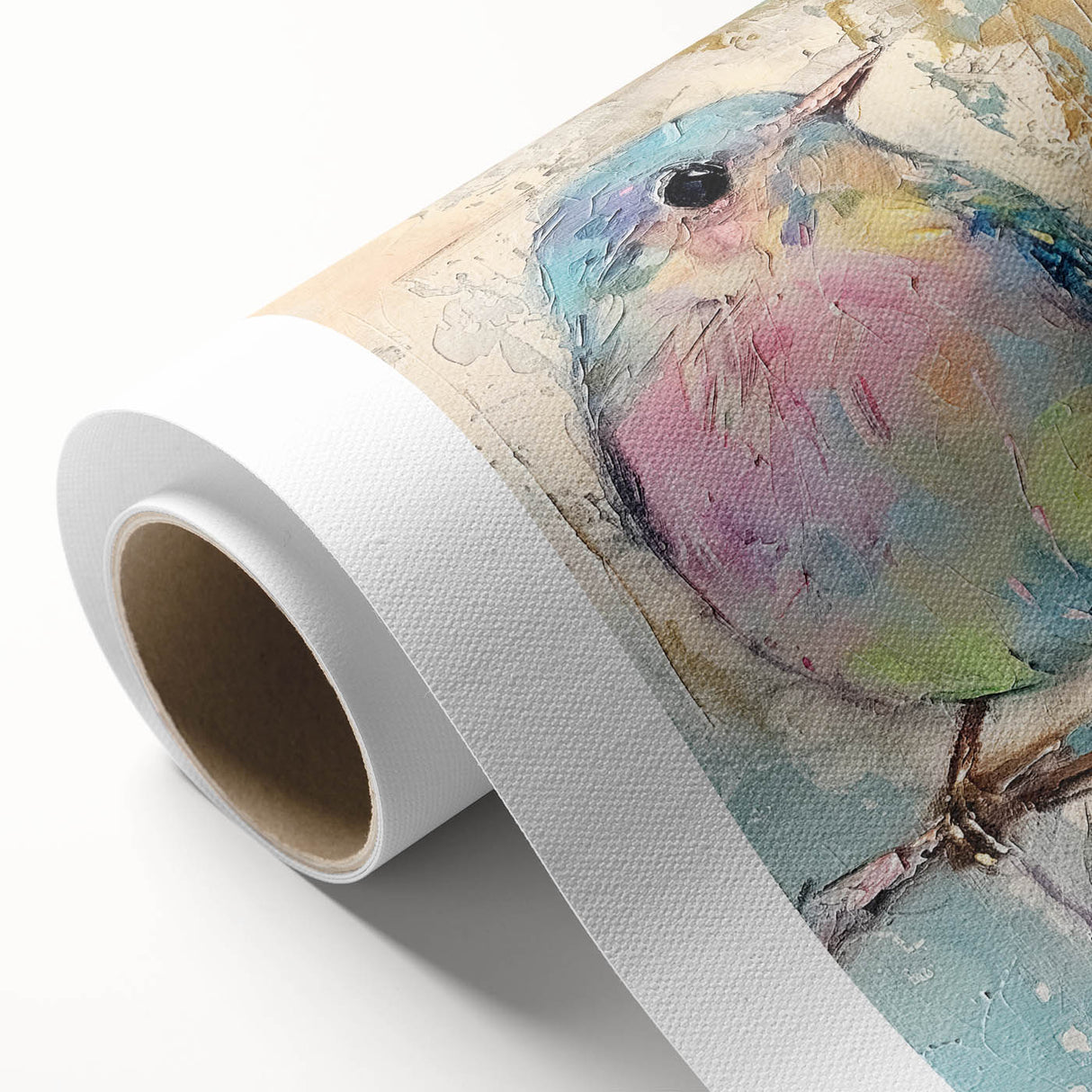 Rolled canvas showcasing vibrant African tribal wall art with intricate patterns, carefully packaged in a protective cardboard tube to ensure safe delivery. This decorative piece adds cultural flair to any interior space, perfect for art enthusiasts and home decor lovers.