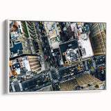 Vintage poster art featuring a large, colorful abstract design on black background, printed on extra large canvas.