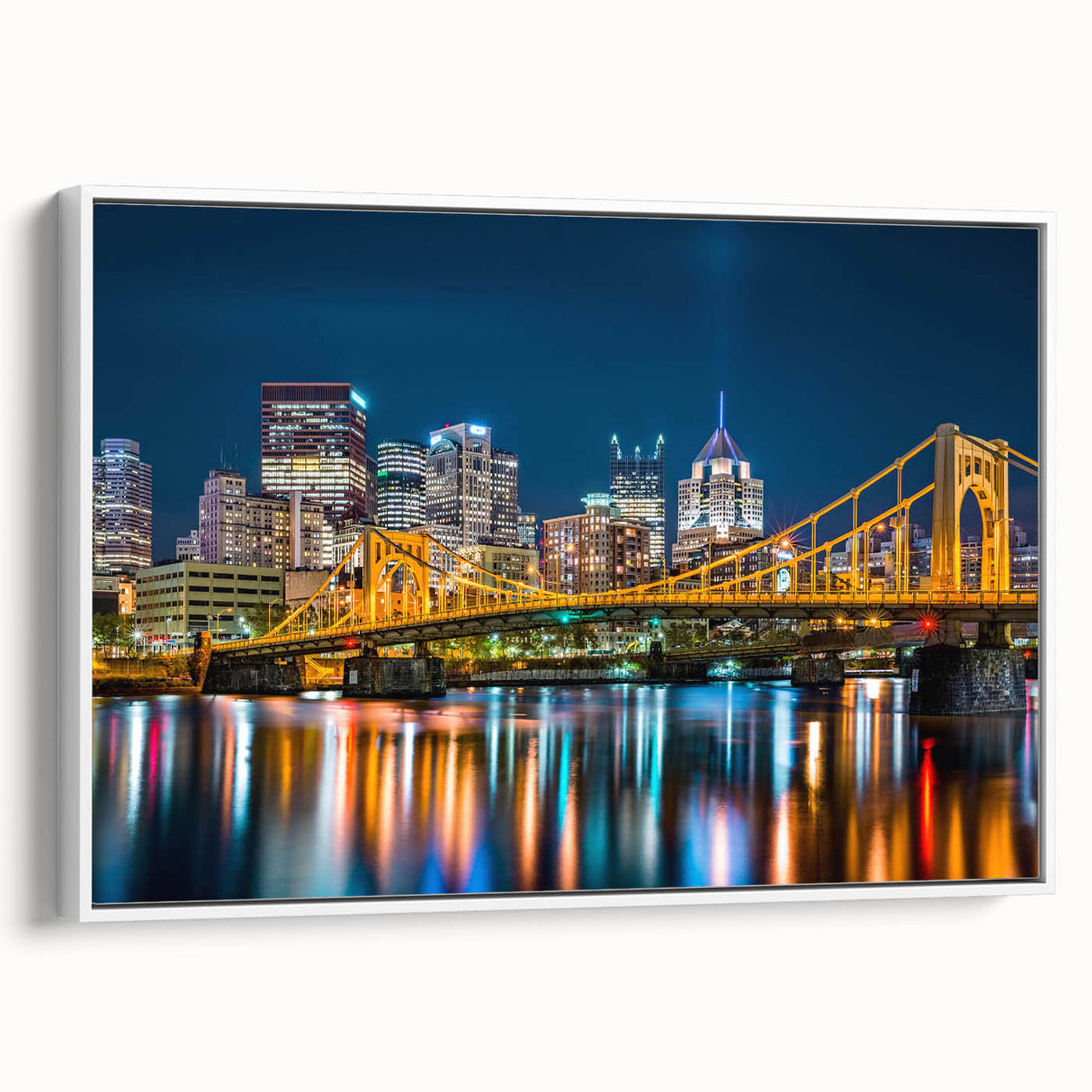 Vintage poster art featuring a colorful abstract design on a black background.