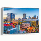 Vintage poster art of a bustling city scene in vibrant colors on extra large canvas, ideal for living room decor.