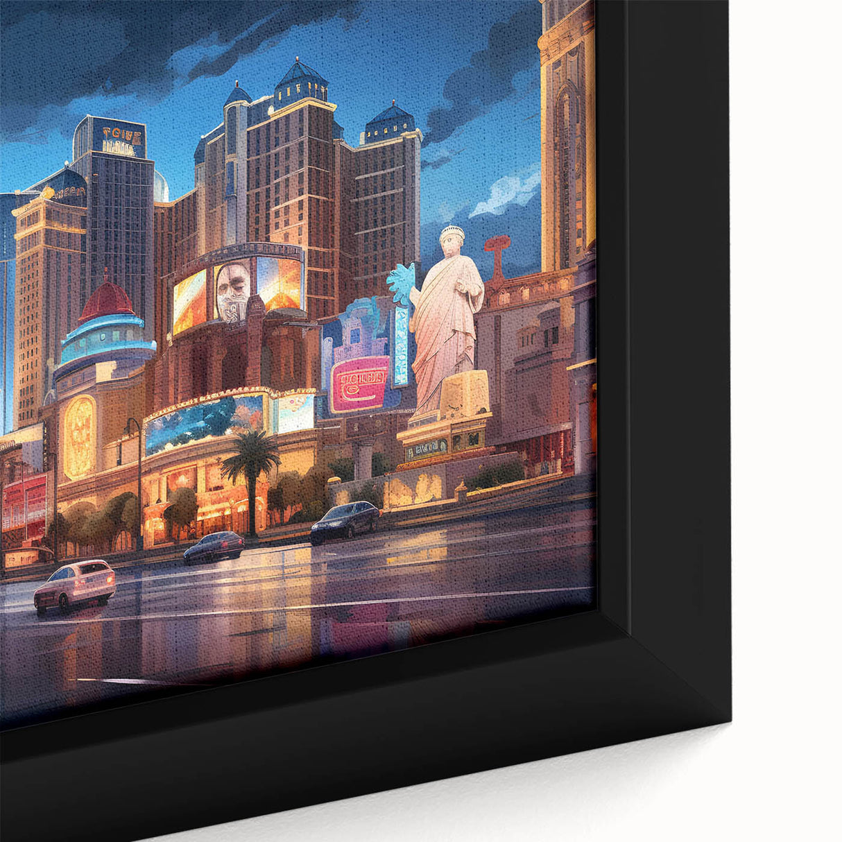 Extra large black wall art with colorful, textured abstract design on canvas, suitable for a living room.