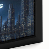 Extra large black wall art featuring colorful, textured abstract patterns on canvas, ideal for living room decor.