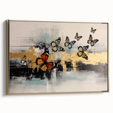 Colorful abstract canvas print showcasing vibrant swirls and geometric shapes, ideal for modern home decor or art enthusiasts.