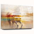 Colorful abstract wall art canvas print showcasing vibrant brush strokes in blue, yellow, and red hues, perfect for modern home decor.