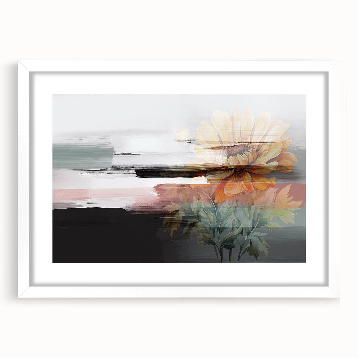 Colorful abstract canvas art print with vibrant swirls of blue, orange, and yellow, showcasing a modern aesthetic for home decor.