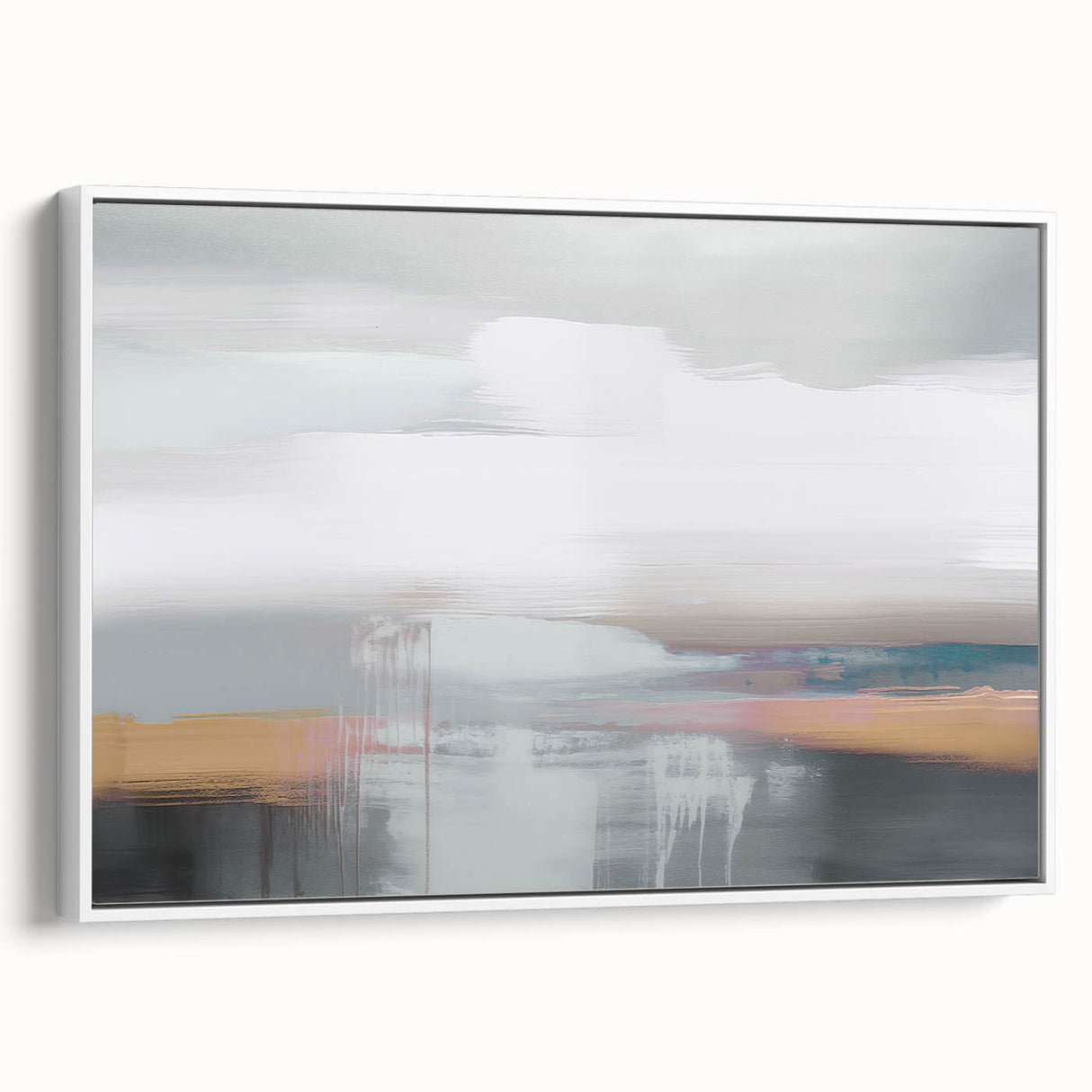 Abstract canvas artwork showcasing vibrant colors and fluid shapes, perfect for modern home decor, presented in a protective cardboard tube.