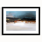 Abstract canvas artwork showcasing vibrant colors of blue, orange, and yellow, depicting dynamic geometric shapes and patterns, ideal for modern home decor.