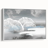 Abstract wall art canvas print featuring vibrant colors and geometric shapes, showcasing a modern design ideal for contemporary home décor, rolled and ready for framing.