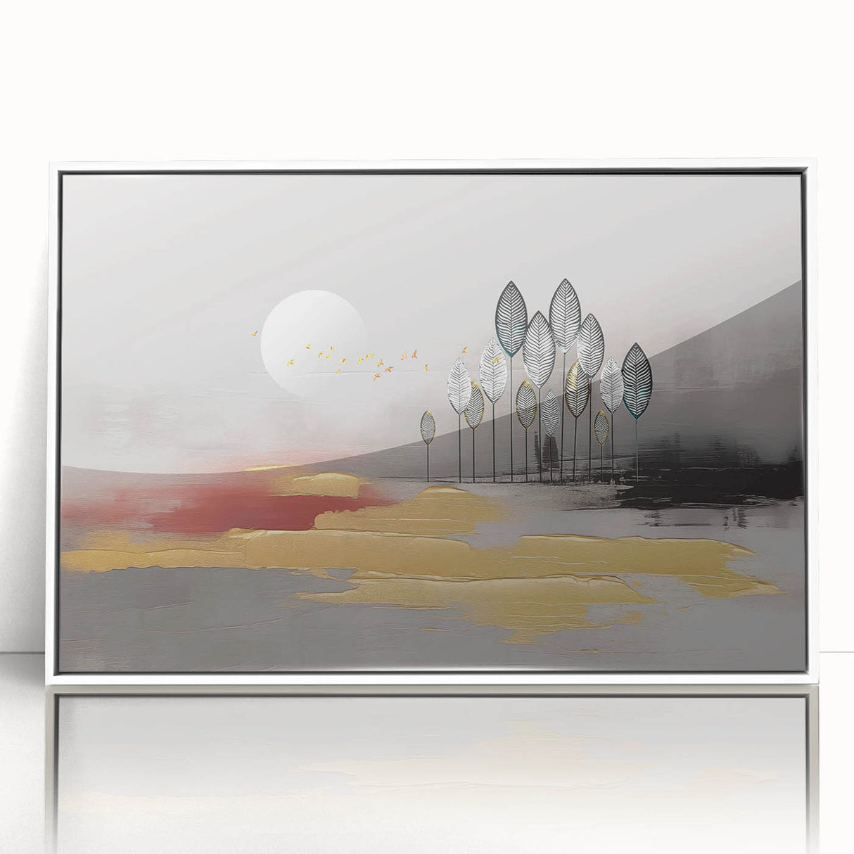 Abstract wall art canvas showcasing vibrant colors and geometric shapes, beautifully framed for modern decor. Ideal for enhancing contemporary living spaces.