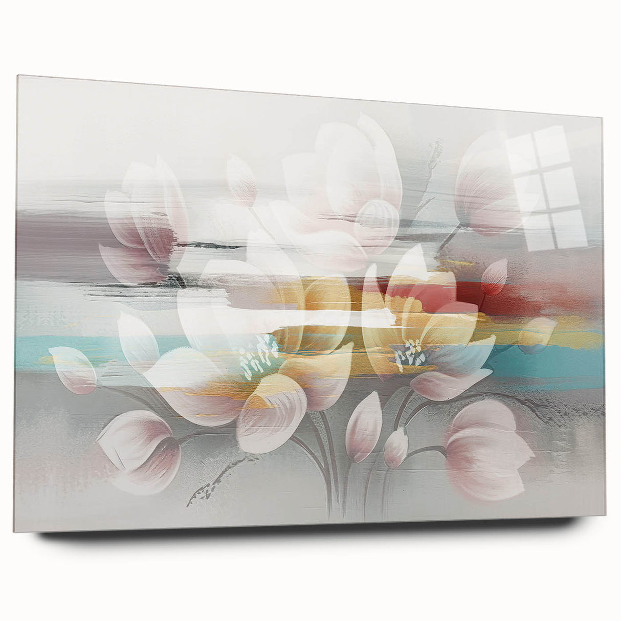 Abstract wall art canvas showcasing vibrant colors and dynamic shapes, ideal for modern home decor. The piece features a blend of blues, oranges, and yellows, creating an energetic focal point for any room. Perfect for art enthusiasts seeking unique statement pieces.