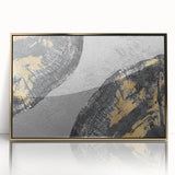 Vibrant abstract canvas print showcasing swirling blue and orange patterns, perfect for modern home decor or artistic inspiration.