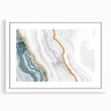 Colorful abstract wall art print on textured canvas, showcasing vibrant swirls of blue, orange, and yellow, perfect for modern decor.