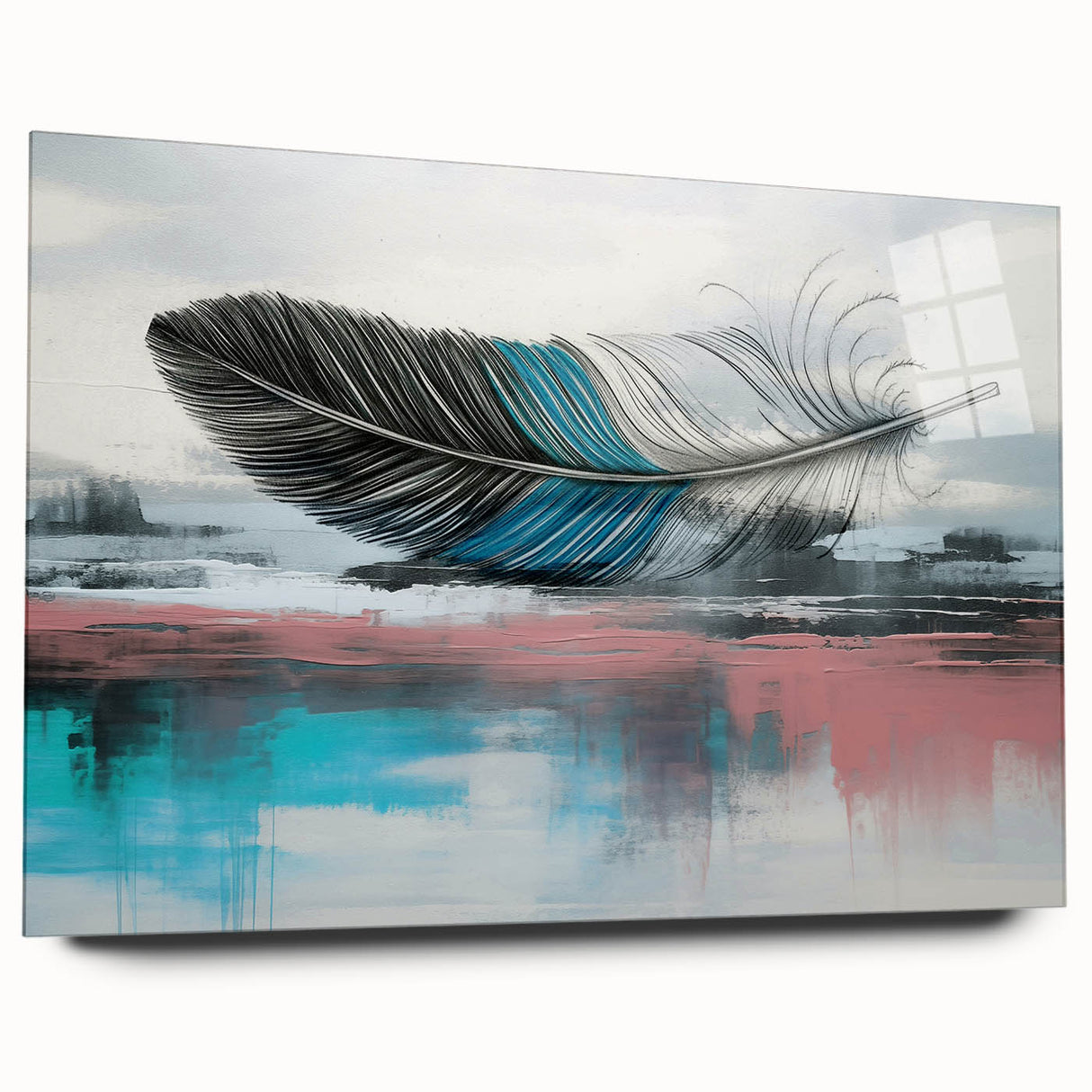 Abstract wall art featuring vibrant colors and dynamic shapes, beautifully displayed on a textured canvas, perfect for modern home decor.