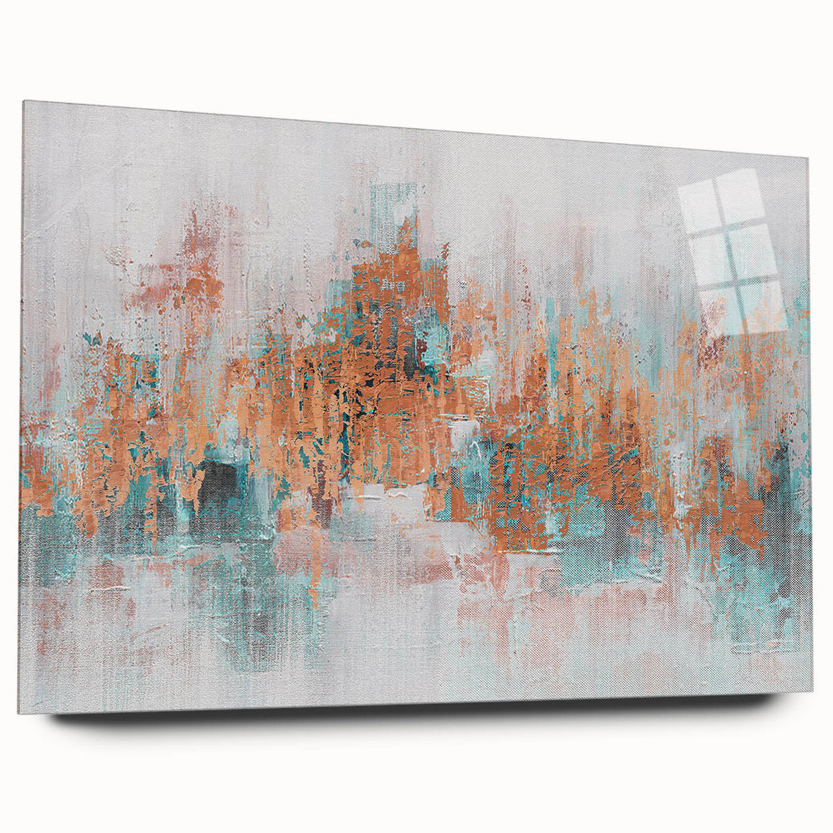 Colorful abstract canvas artwork showcasing vibrant swirls and dynamic shapes in shades of blue, red, and yellow, ideal for modern decor.