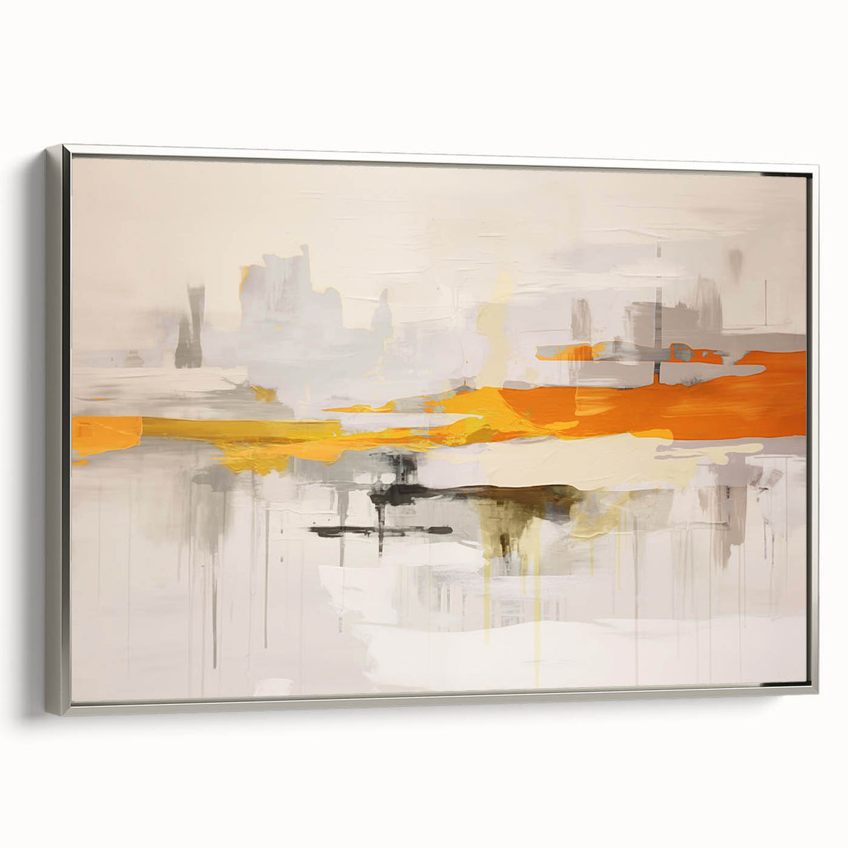 Colorful abstract canvas artwork showcasing vibrant swirls of blue, orange, and yellow, ideal for modern home decor and artistic expression.