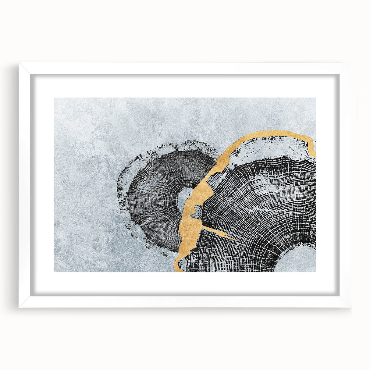 Colorful abstract wall art print showcasing vibrant shapes and fluid patterns in shades of blue, orange, and yellow, ideal for modern decor.