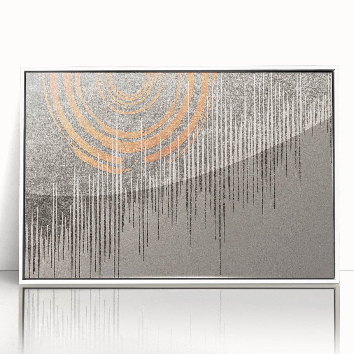 Abstract canvas art showcasing vibrant geometric shapes in shades of blue, orange, and yellow, perfect for modern interior decor. The artwork is rolled and ready for framing, highlighting a unique blend of contemporary design and bold colors that energize any space.