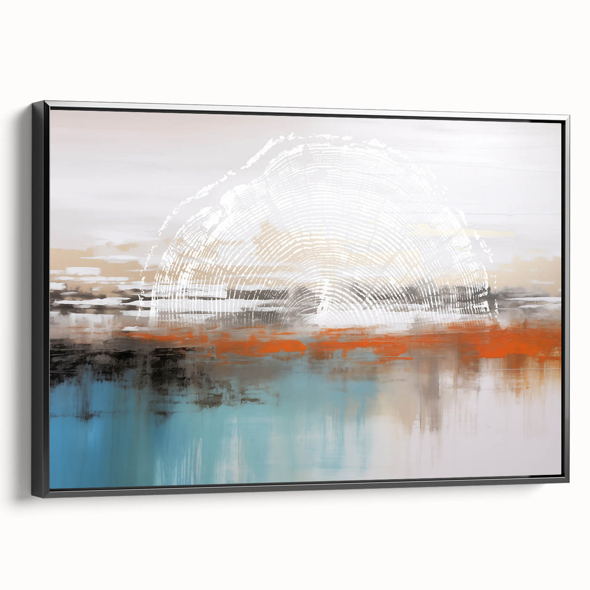 Abstract wall art on a textured canvas showcasing vibrant colors and geometric shapes, ideal for modern home decor or office spaces, presented in a protective cardboard tube.