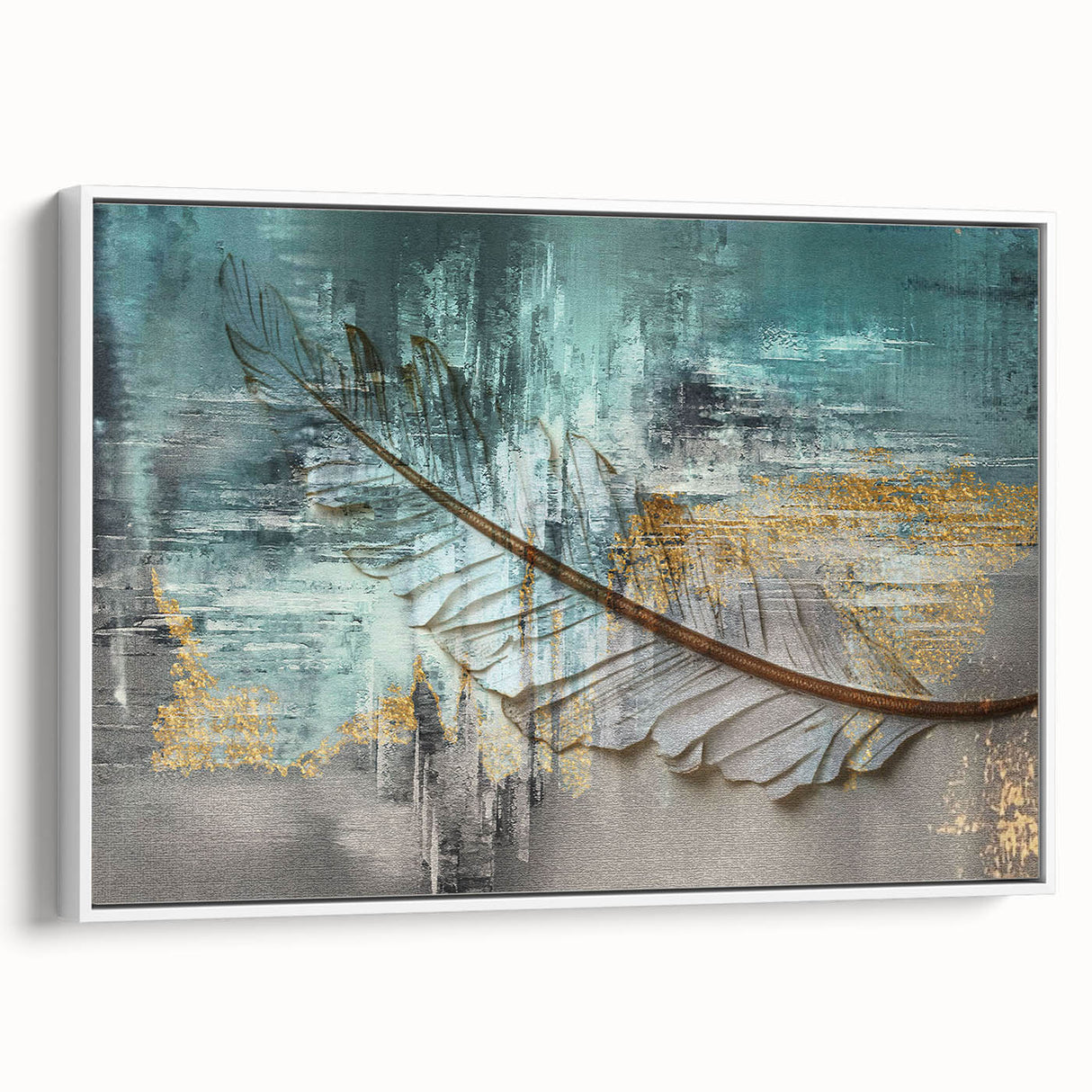 Colorful abstract wall art canvas print showcasing vibrant swirls of blue, orange, and yellow, perfect for modern home decor.