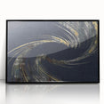 Vibrant abstract canvas artwork showcasing swirling colors of blue, orange, and yellow, ideal for modern home decor and art enthusiasts.