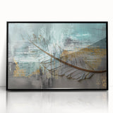Abstract wall art canvas print showcasing vibrant colors and dynamic shapes, ideal for modern decor, packaged securely in a protective tube.