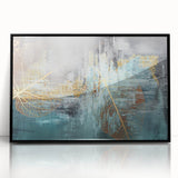 Colorful abstract wall art canvas print showcasing vibrant swirls of blue, orange, and gold, perfect for modern home decor or art collectors.