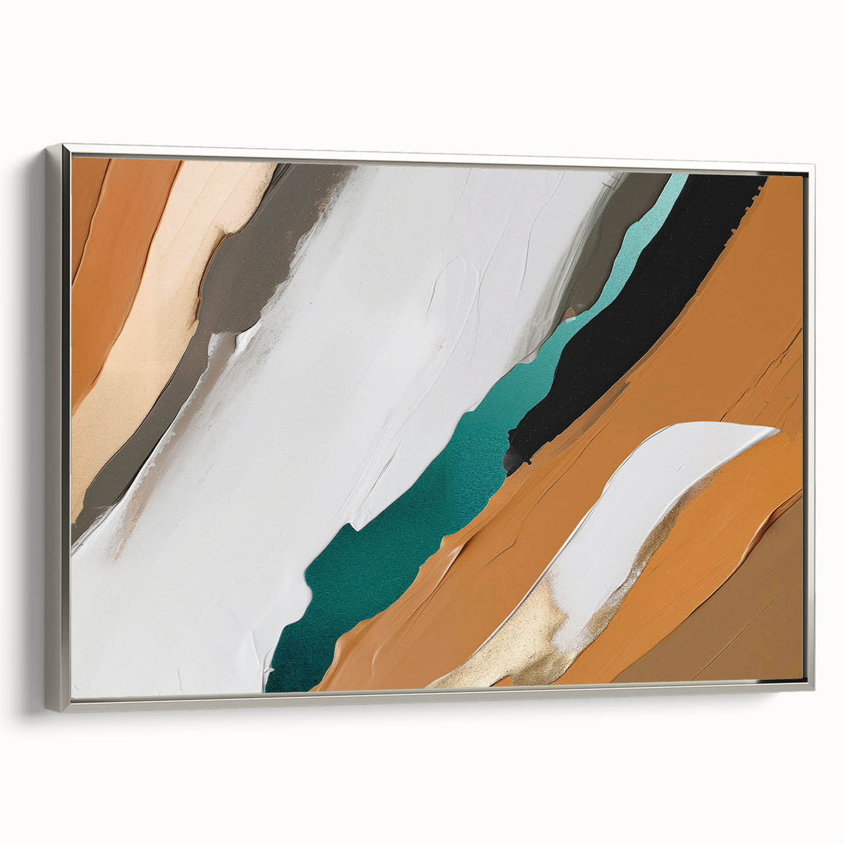 Colorful abstract wall art canvas print showcasing vibrant geometric shapes in shades of blue, orange, and yellow, ideal for modern home decor.
