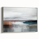 Vibrant abstract wall art canvas showcasing a dynamic blend of blue, orange, and yellow hues, perfect for modern home decor.