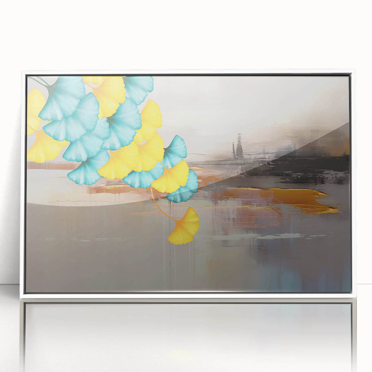 Abstract wall art canvas print showcasing vibrant colors and dynamic shapes, ideal for modern home decor, framed for an artistic touch.