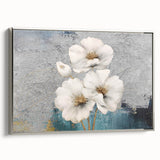 Colorful abstract canvas art print showcasing vibrant swirls of blue, orange, and yellow, ideal for modern home decor and gallery displays.