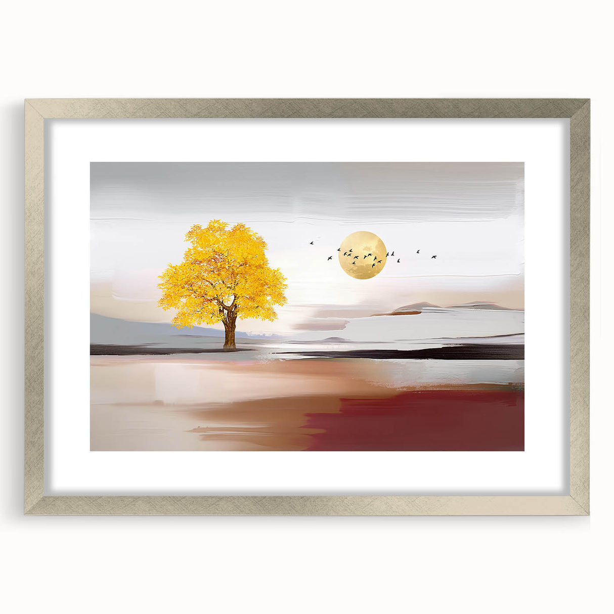 Vibrant abstract canvas art print showcasing dynamic swirls of blue, orange, and yellow colors, perfect for modern home decor.