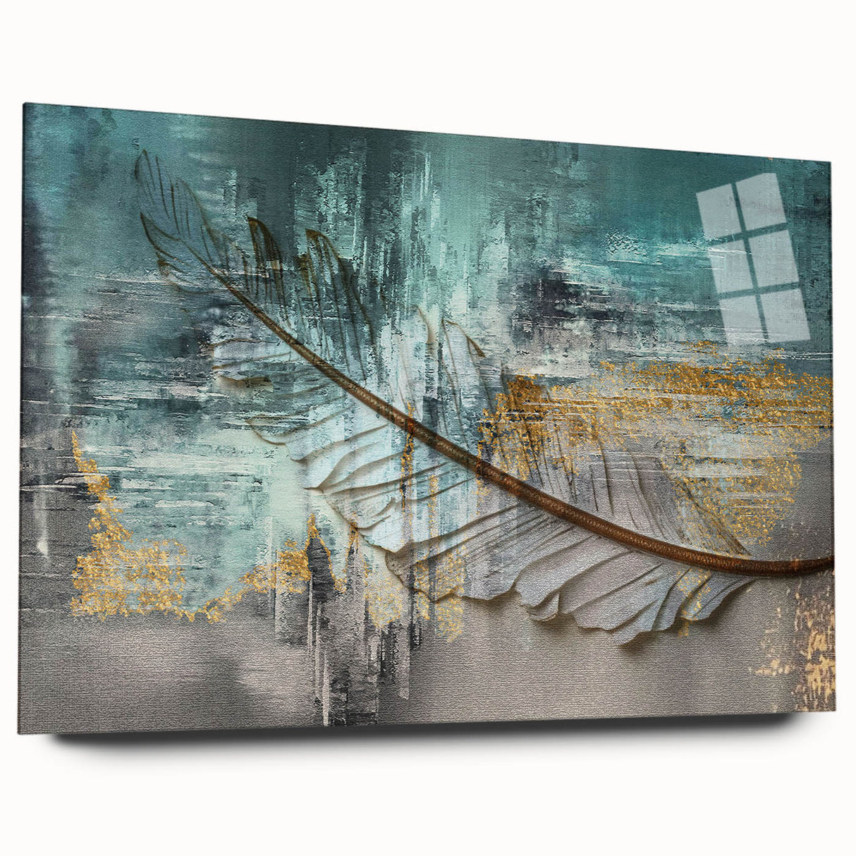 Abstract canvas artwork showcasing vibrant blue and orange swirls, perfect for adding a modern touch to any living space or office decor.