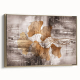 Colorful abstract wall art canvas featuring vibrant swirls of orange, blue, and yellow, perfect for modern home decor or artistic spaces.