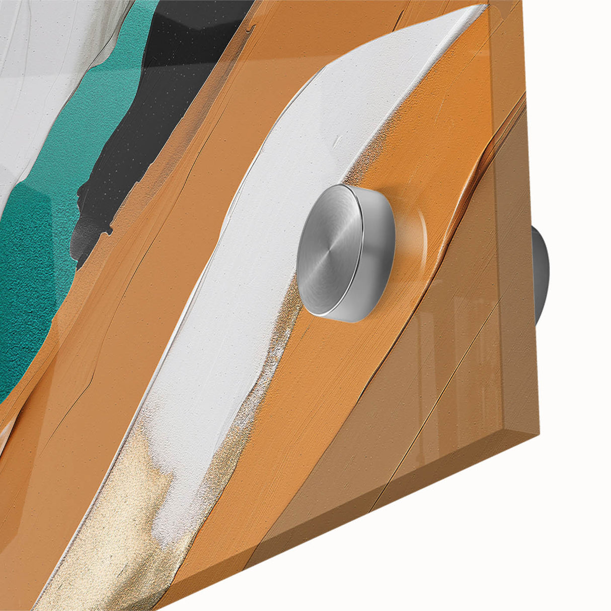 Abstract wall art canvas showcasing vibrant geometric patterns in shades of blue, orange, and yellow, designed to enhance modern home decor aesthetics.