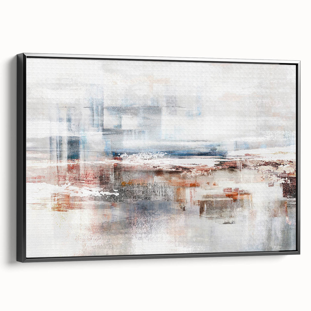 Colorful abstract canvas art print showcasing vibrant swirls of blue, orange, and yellow, ideal for modern home decor and wall accents.