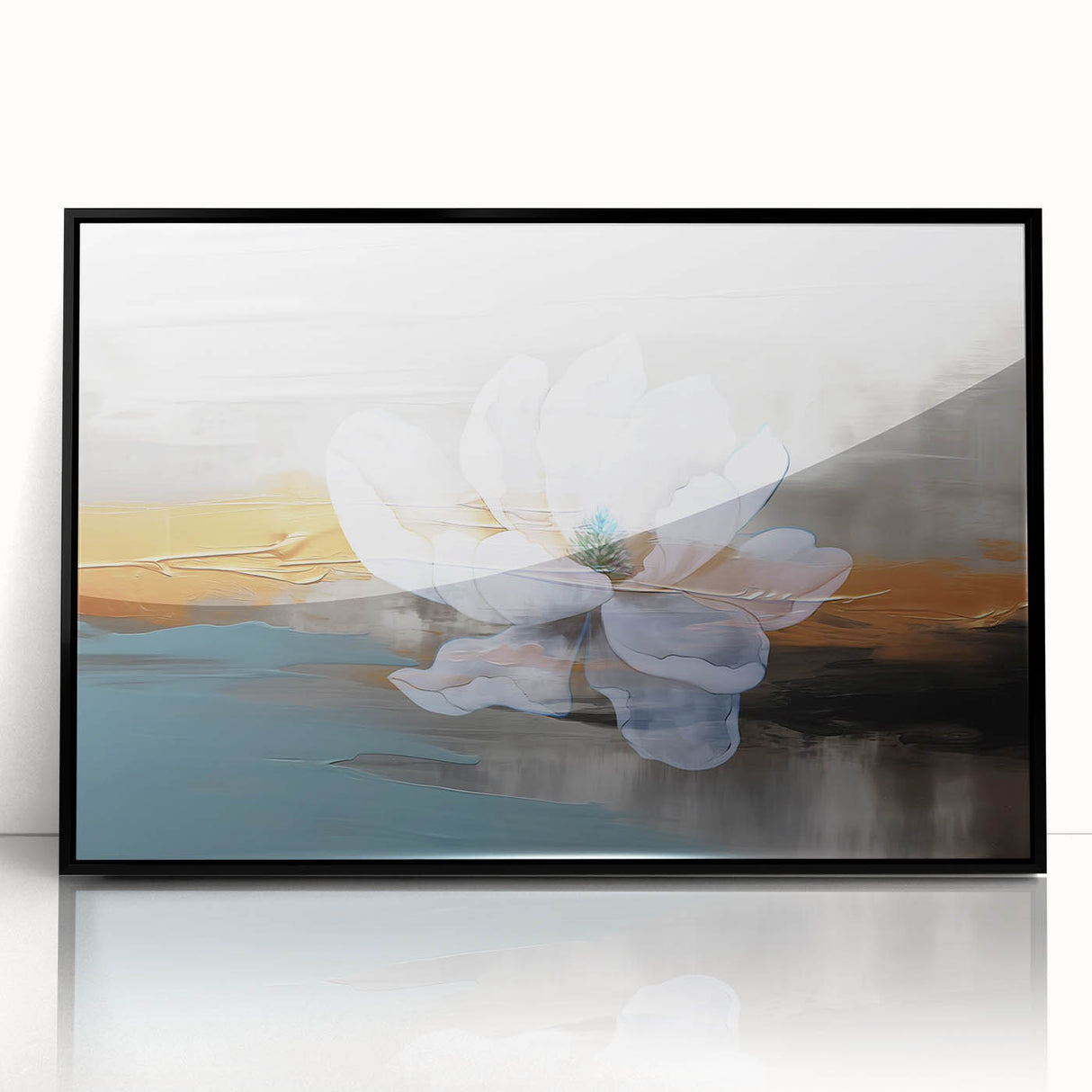 Abstract art canvas featuring vibrant geometric shapes in blue, orange, and yellow hues, showcasing a modern design ideal for contemporary home decor. Perfect for adding a pop of color to any living space.