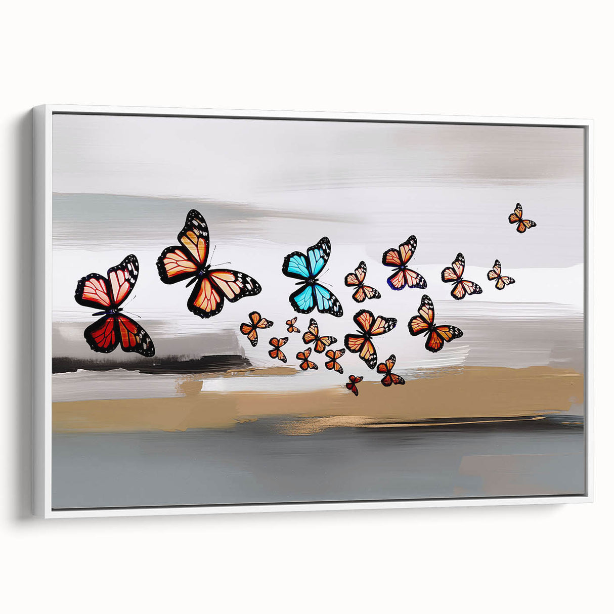 Abstract canvas artwork showcasing vibrant swirling colors in shades of blue, orange, and yellow, perfect for modern home decor, enhancing artistic ambiance.