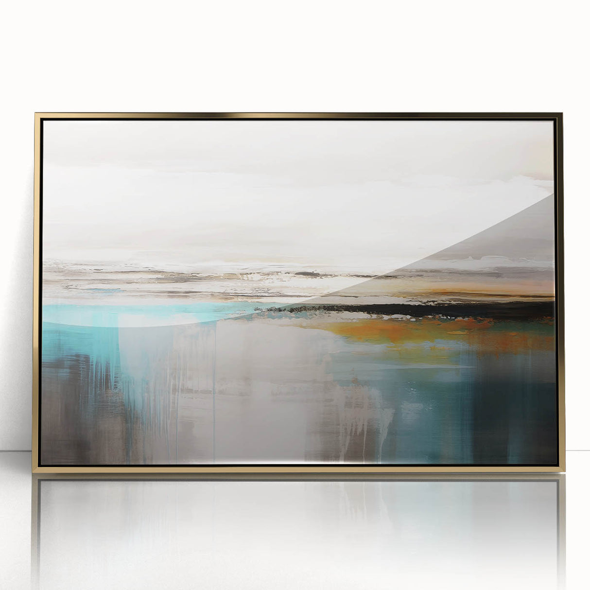 Colorful abstract wall art canvas print showcasing vibrant swirls of blue, orange, and yellow, ideal for modern home decor and framing.