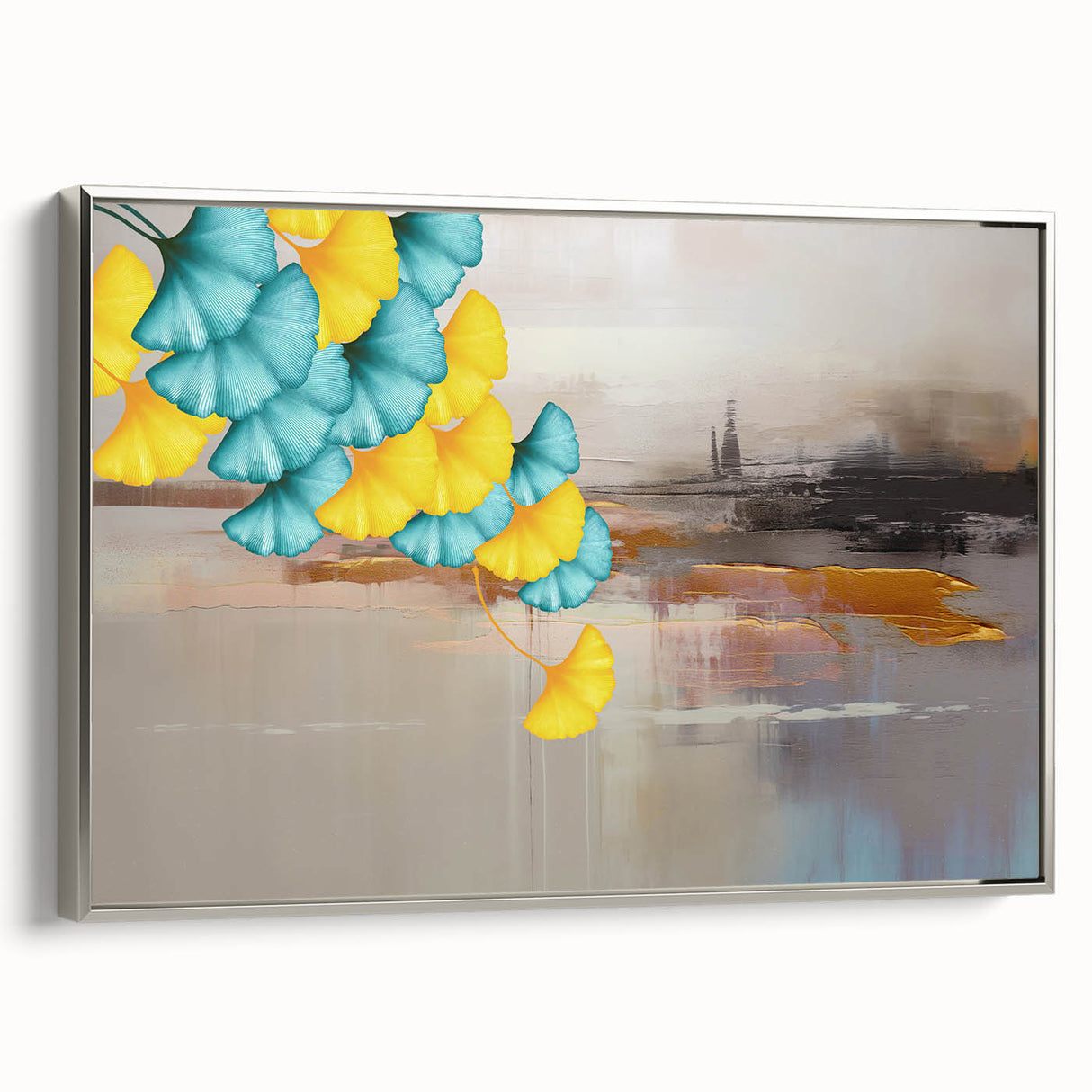 Colorful abstract canvas art print showcasing vibrant brush strokes and dynamic shapes, perfect for modern home decor and artistic expression.