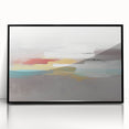 Colorful abstract wall art canvas print showcasing vibrant geometric shapes in blues, yellows, and reds, perfect for contemporary home decor.