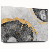 Vibrant abstract canvas art print showcasing dynamic swirling colors of blue, orange, and yellow, perfect for modern home decor.