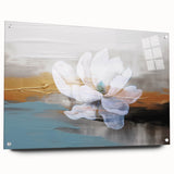 Colorful abstract wall art canvas featuring vibrant geometric patterns in shades of blue, orange, and yellow, rolled and ready for display, perfect for modern decor.