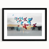 Vibrant abstract wall art canvas featuring swirling blue and gold patterns, ideal for modern home decor and creating a striking focal point.