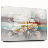Colorful abstract canvas artwork showcasing fluid shapes in vibrant hues of blue, orange, and green, perfect for modern home decor.