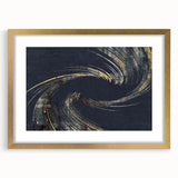 Vibrant abstract wall art canvas featuring dynamic swirling shapes in bold colors of blue, orange, and yellow, ideal for modern decor.