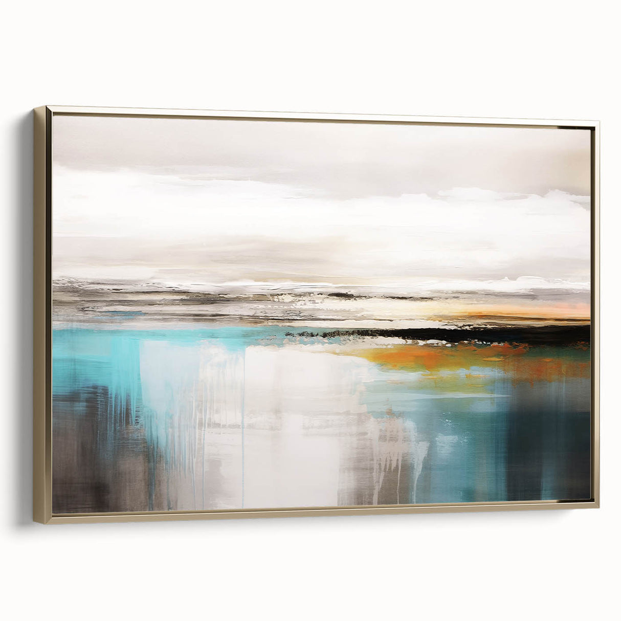 Colorful abstract wall art canvas print showcasing vibrant geometric shapes and fluid patterns in shades of blue, orange, and yellow, perfect for modern decor.