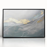 Abstract canvas artwork showcasing vibrant, swirling colors in blues, yellows, and reds, designed for modern home decor and artistic expression.