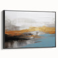 Abstract canvas artwork showcasing vibrant swirling colors in shades of blue, orange, and yellow, ideal for modern home decor or art enthusiasts.